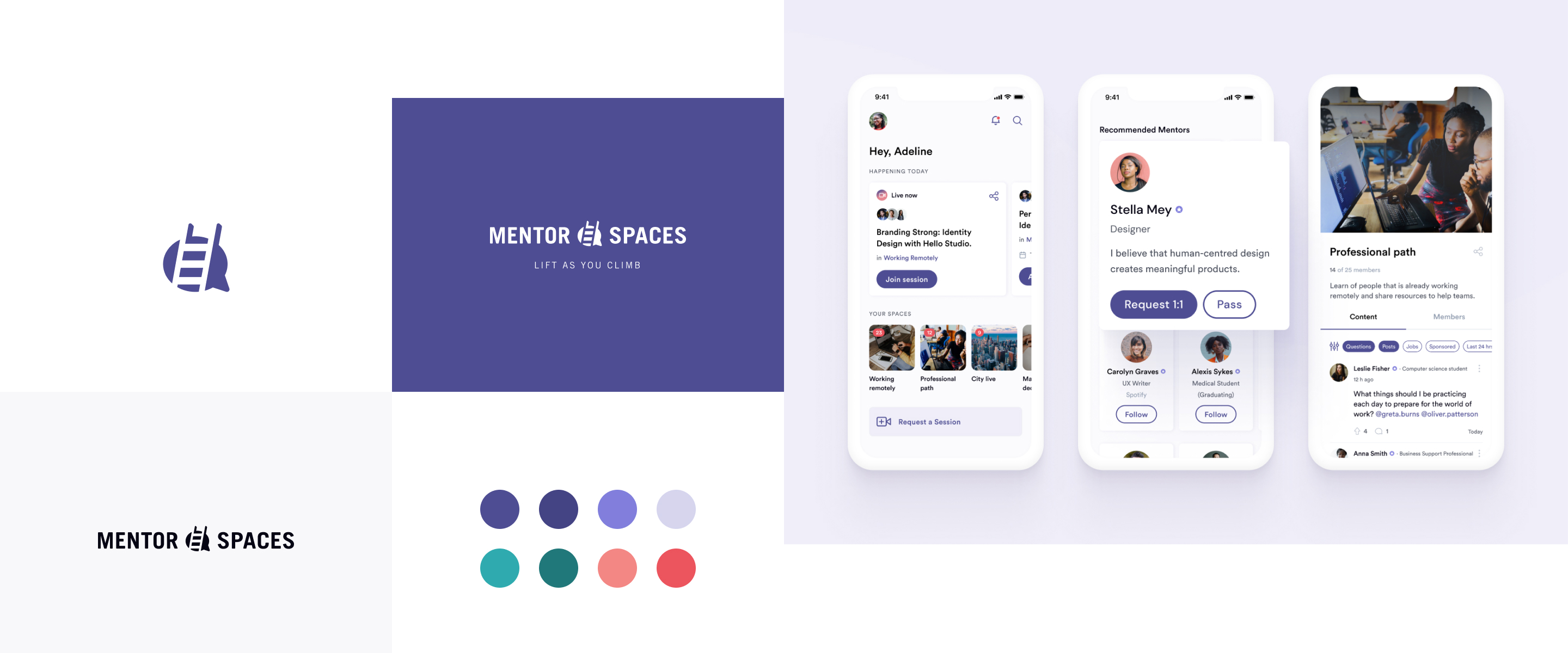 Visual example of how Mentor Spaces app looks like